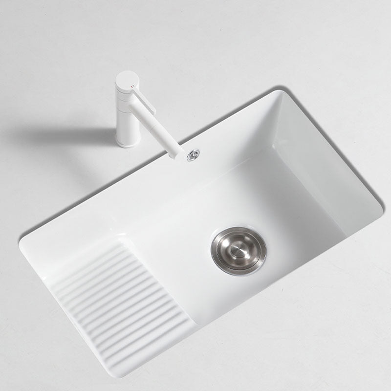 Traditional Undermount Vanity Sink Porcelain Rectangular with Overflow Basin Sink