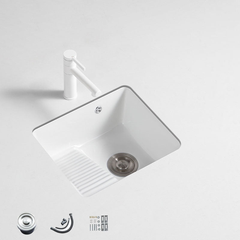Traditional Undermount Vanity Sink Porcelain Rectangular with Overflow Basin Sink