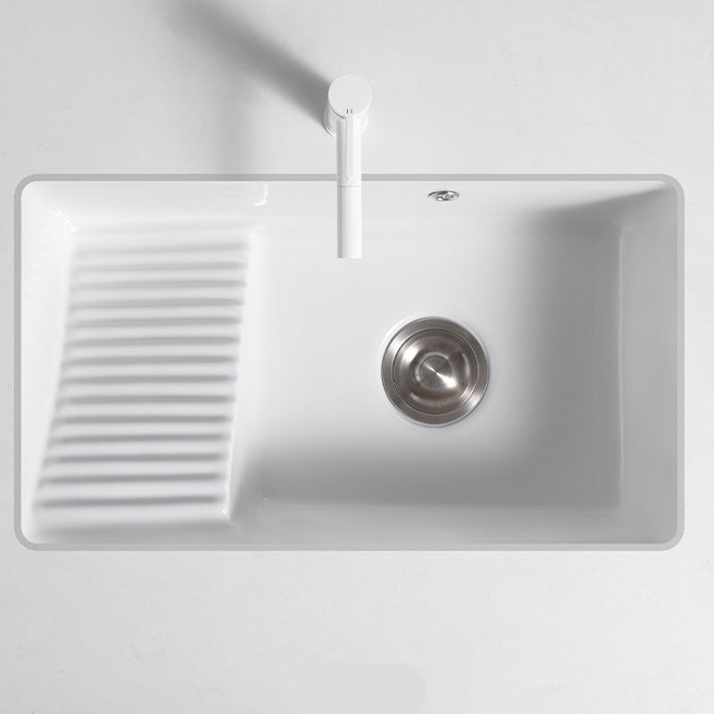 Traditional Undermount Vanity Sink Porcelain Rectangular with Overflow Basin Sink