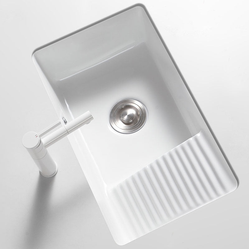 Traditional Undermount Vanity Sink Porcelain Rectangular with Overflow Basin Sink