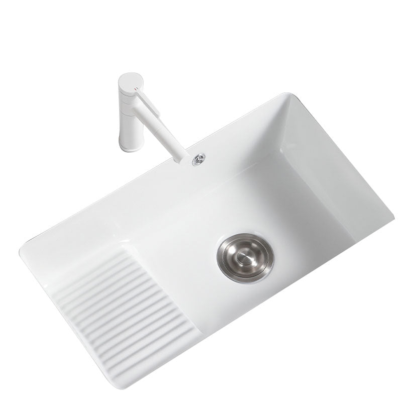 Traditional Undermount Vanity Sink Porcelain Rectangular with Overflow Basin Sink