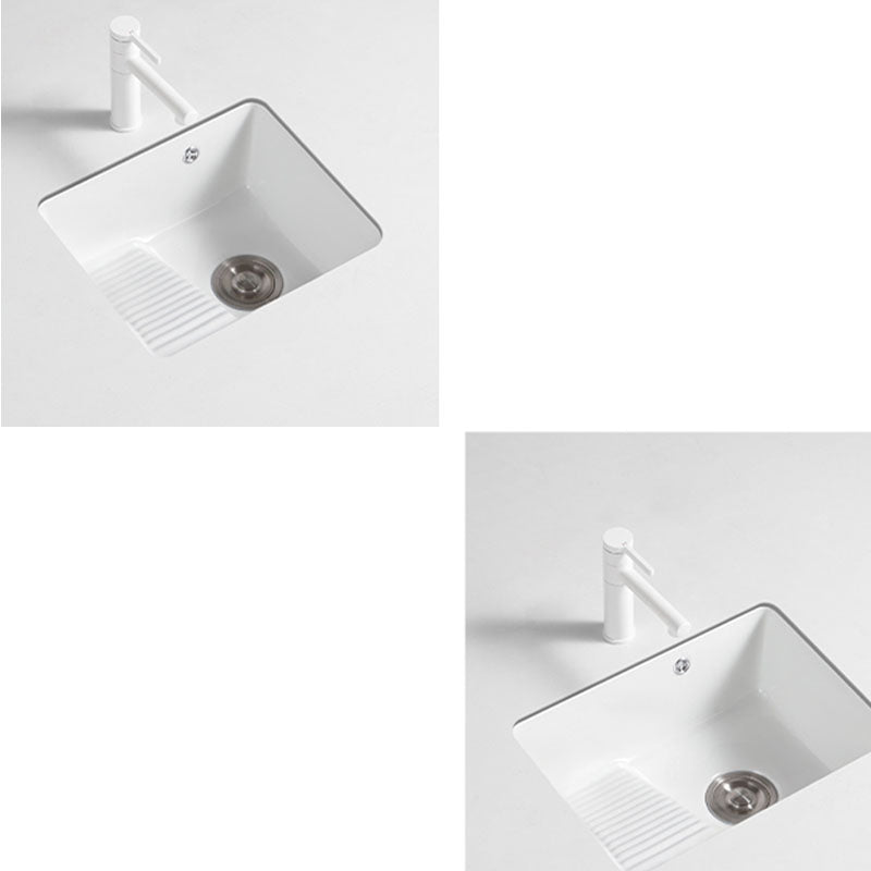 Traditional Undermount Vanity Sink Porcelain Rectangular with Overflow Basin Sink