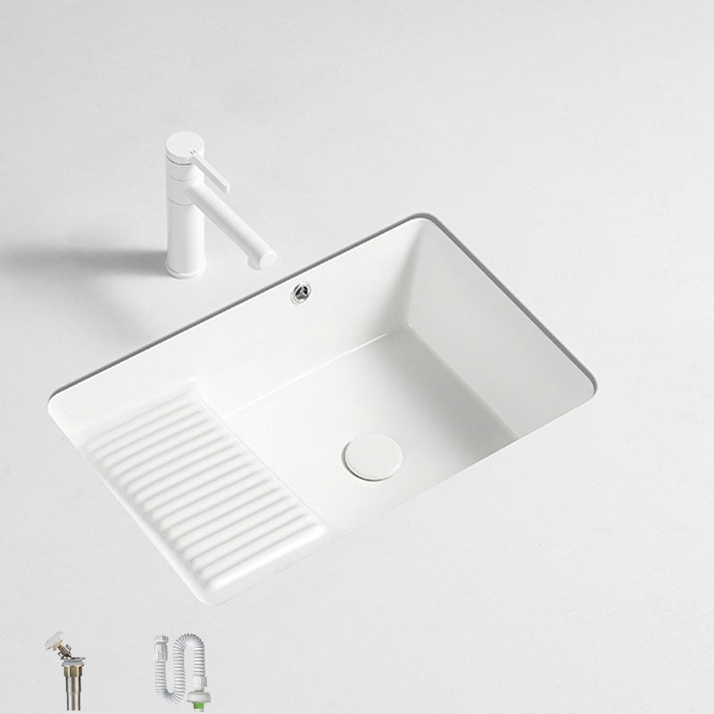 Traditional Undermount Vanity Sink Porcelain Rectangular with Overflow Basin Sink