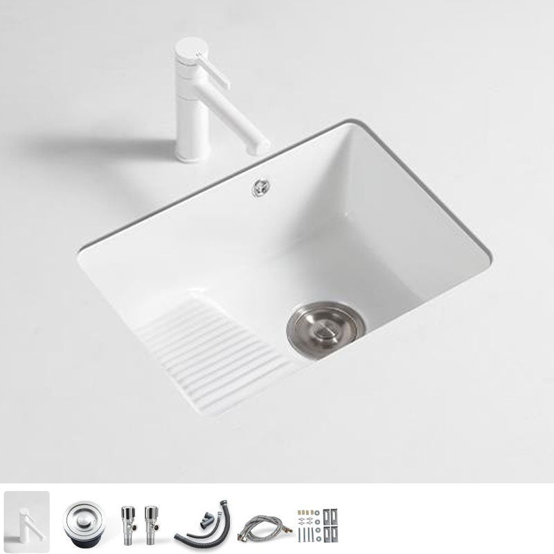 Traditional Undermount Vanity Sink Porcelain Rectangular with Overflow Basin Sink