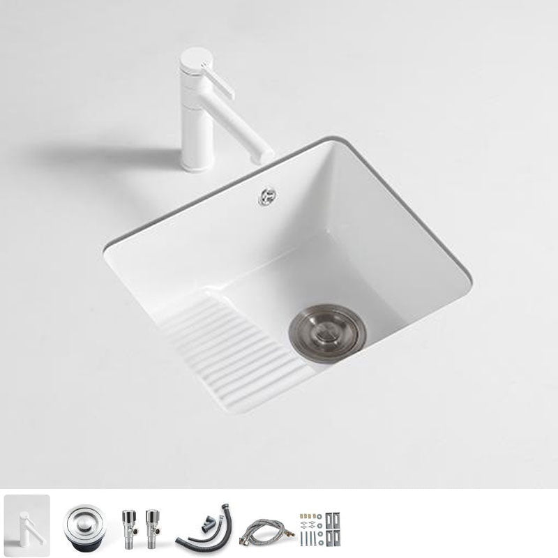 Traditional Undermount Vanity Sink Porcelain Rectangular with Overflow Basin Sink