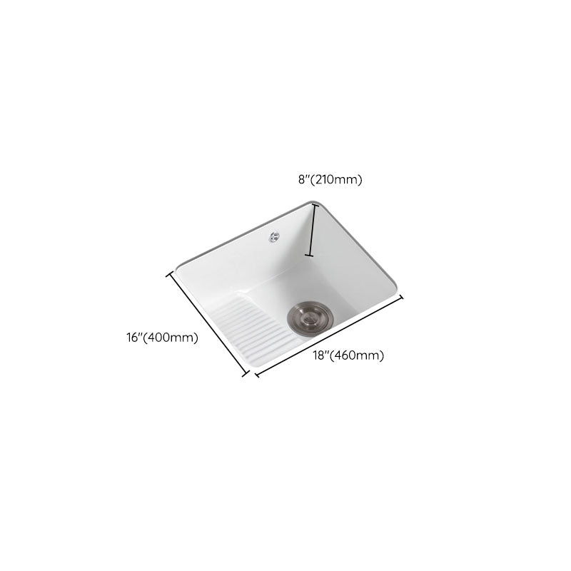 Traditional Undermount Vanity Sink Porcelain Rectangular with Overflow Basin Sink