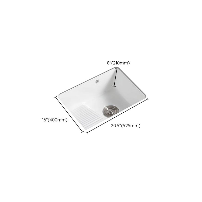 Traditional Undermount Vanity Sink Porcelain Rectangular with Overflow Basin Sink