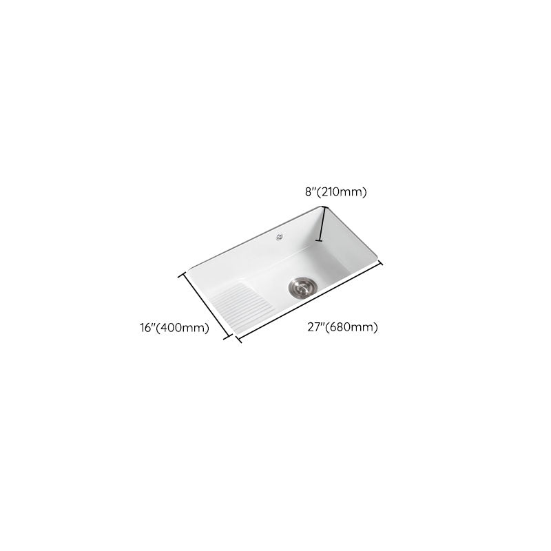 Traditional Undermount Vanity Sink Porcelain Rectangular with Overflow Basin Sink