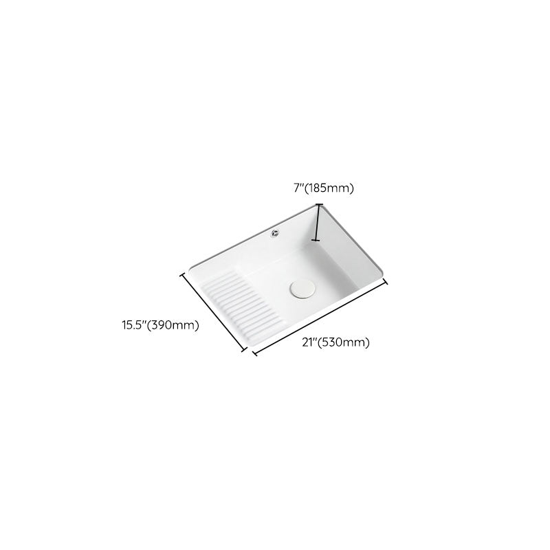 Traditional Undermount Vanity Sink Porcelain Rectangular with Overflow Basin Sink