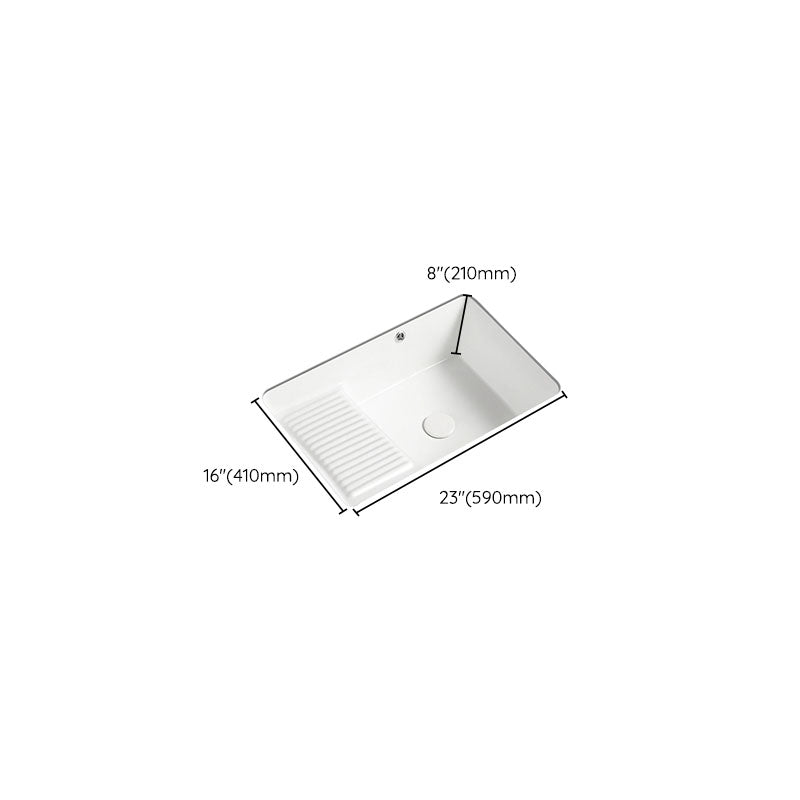 Traditional Undermount Vanity Sink Porcelain Rectangular with Overflow Basin Sink