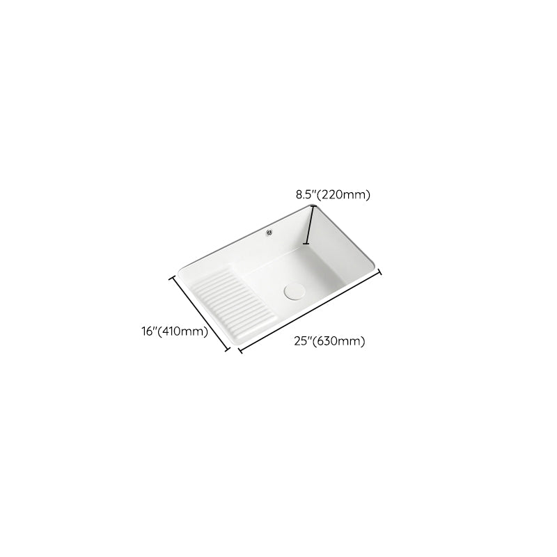 Traditional Undermount Vanity Sink Porcelain Rectangular with Overflow Basin Sink