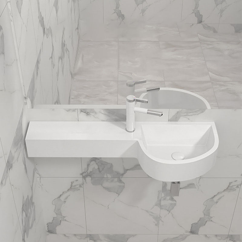 Contemporary Bathroom Sink Man Made Rock Specialty Wall Mount Bathroom Sink without Faucet