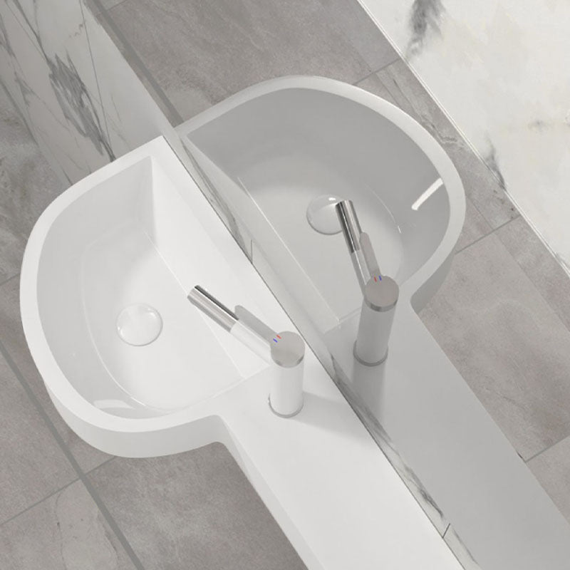 Contemporary Bathroom Sink Man Made Rock Specialty Wall Mount Bathroom Sink without Faucet
