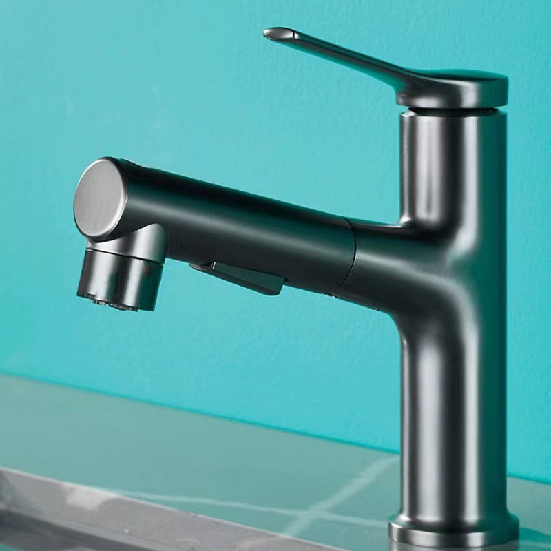Circular Contemporary Bathroom Faucet Lever Handle Faucet with Single Hole