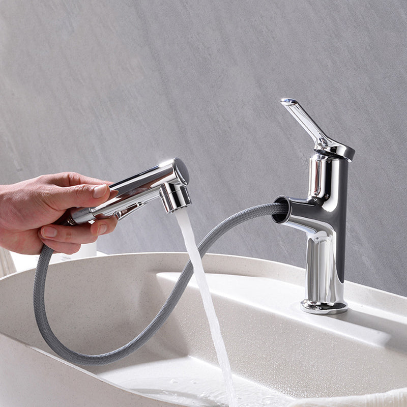 Circular Contemporary Bathroom Faucet Lever Handle Faucet with Single Hole