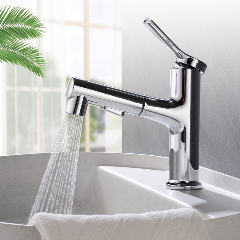 Circular Contemporary Bathroom Faucet Lever Handle Faucet with Single Hole