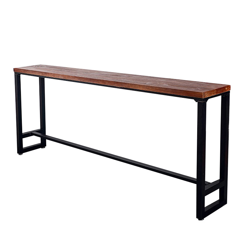 Industrial Bar Height Table Solid Wood Top Bistro Table with Trestle Base