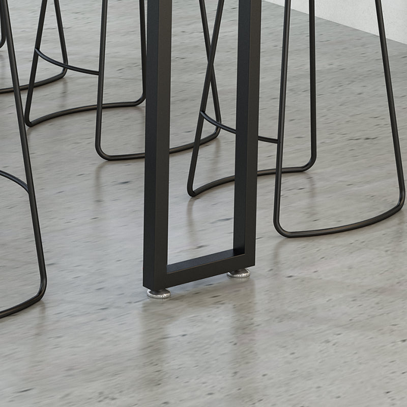 Rectangular Bar Height Table Black Legs and Metal Base Bistro Bar Table for Dining Room