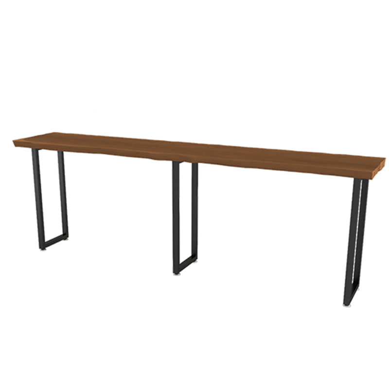 Rectangular Bar Height Table Black Legs and Metal Base Bistro Bar Table for Dining Room