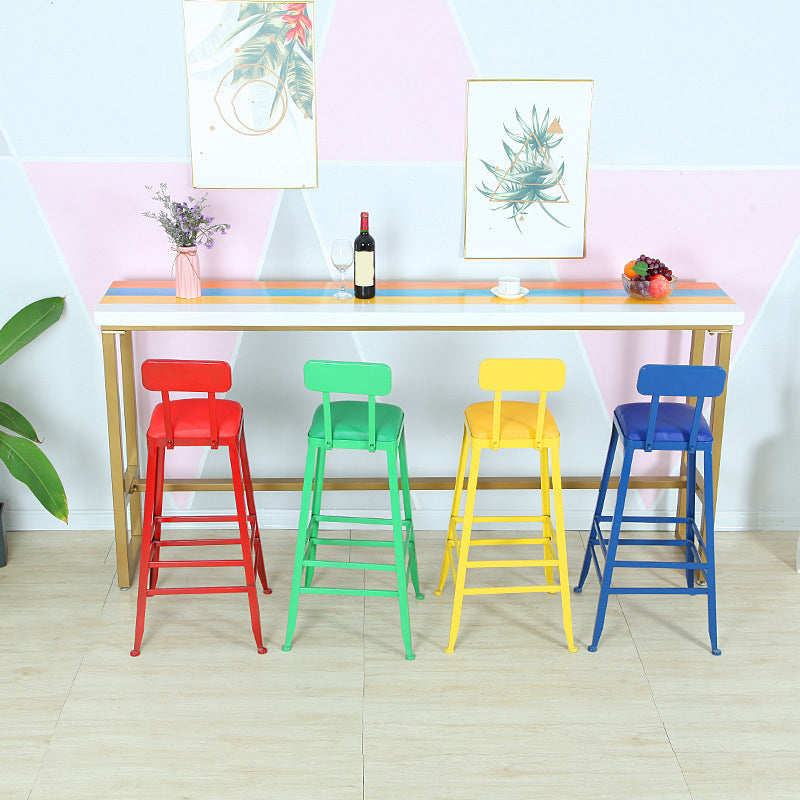 Modern Bar Height Table Solid Wood Top Bistro Bar Table with Metal Base