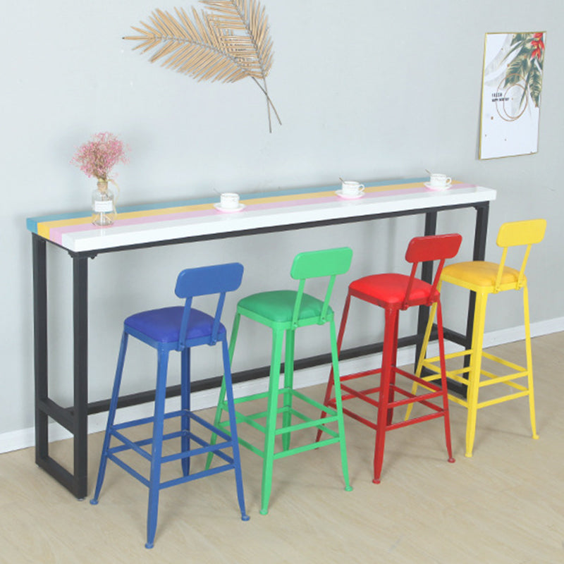 Modern Bar Height Table Solid Wood Top Bistro Bar Table with Metal Base