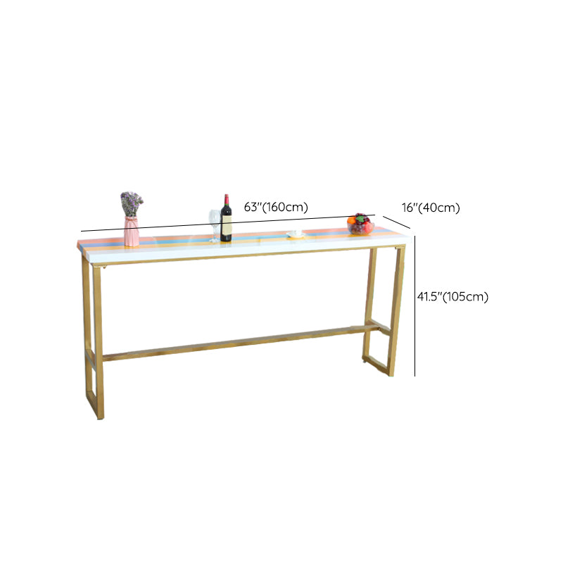 Modern Bar Height Table Solid Wood Top Bistro Bar Table with Metal Base