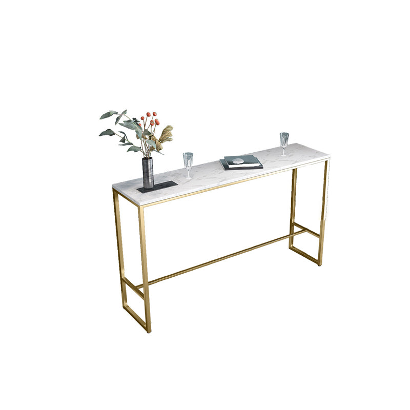 Glam Bar Height Table White Faux Marble Top Bistro Bar Table with Gold Base