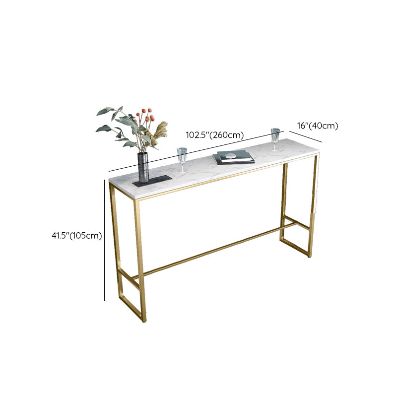 Glam Bar Height Table White Faux Marble Top Bistro Bar Table with Gold Base