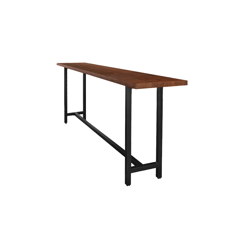 Wood Top Bar Height Table Industrial Style Bistro Pub Table with Black Base