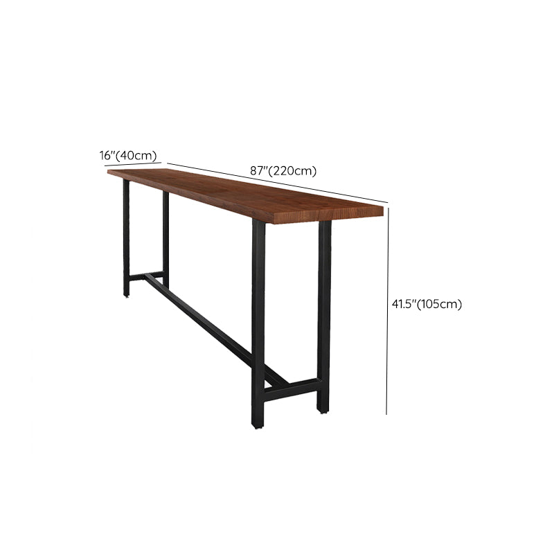 Wood Top Bar Height Table Industrial Style Bistro Pub Table with Black Base
