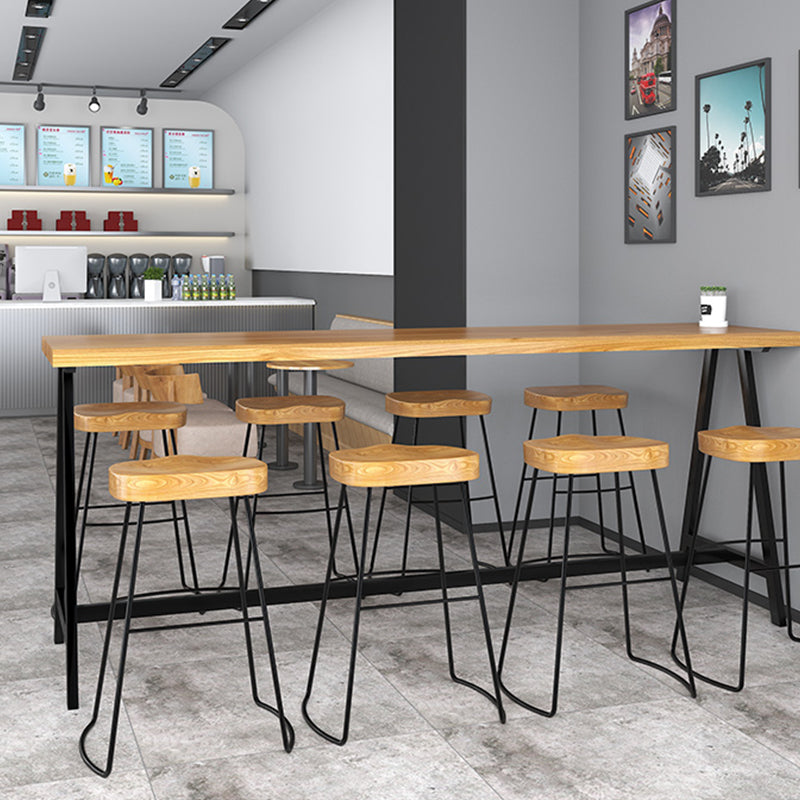 Rectangular Bar Height Table Black Legs and Metal Base Bistro Pub Table