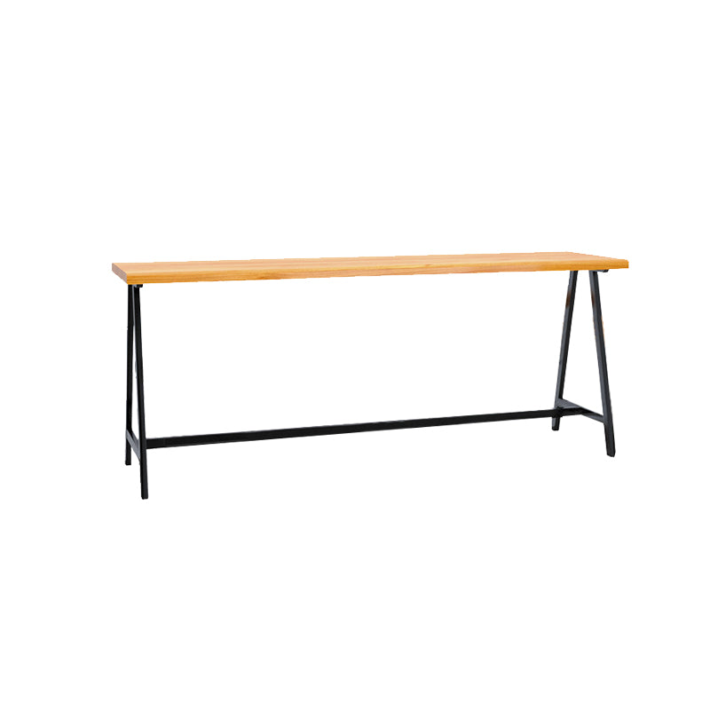 Rectangular Bar Height Table Black Legs and Metal Base Bistro Pub Table
