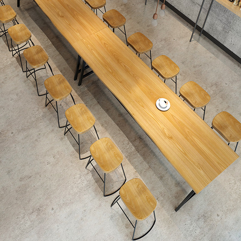 Rectangular Bar Height Table Black Legs and Metal Base Bistro Pub Table