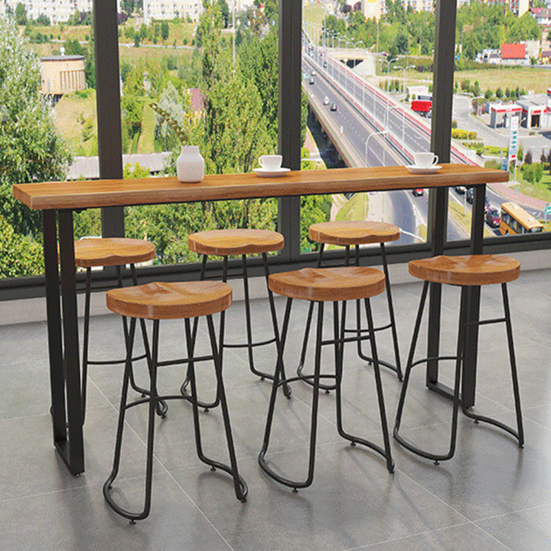 Modern Bar Height Table Solid Wood Top Bistro Pub Table with Sled Base