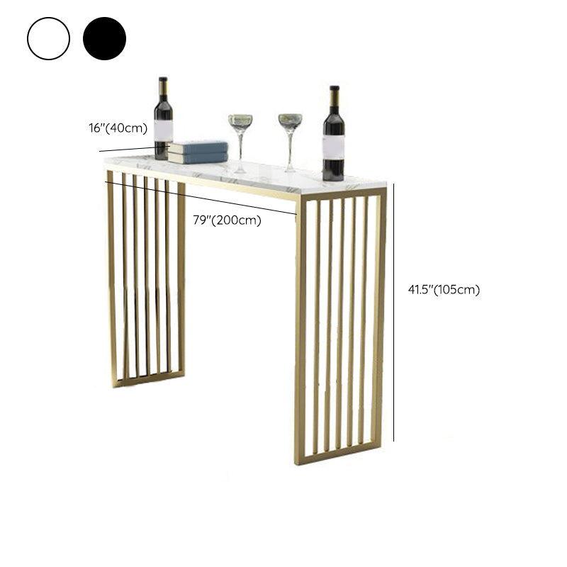 Glam Bar Height Table Faux Marble Top Bistro Bar Table with Double Pedestal Base