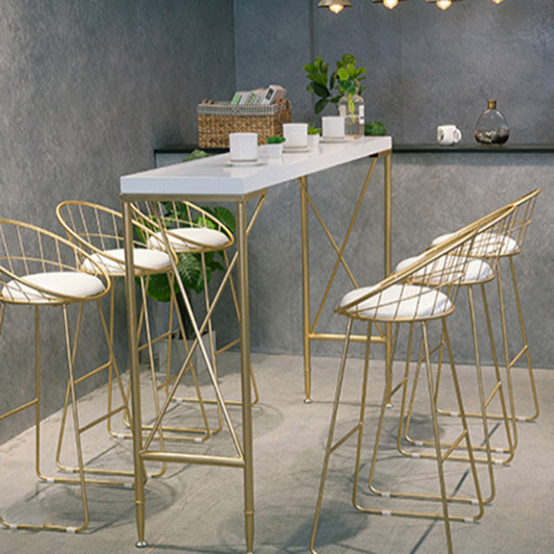 Glam Bar Height Table Solid Wood Top Bistro Bar Table for Living Room