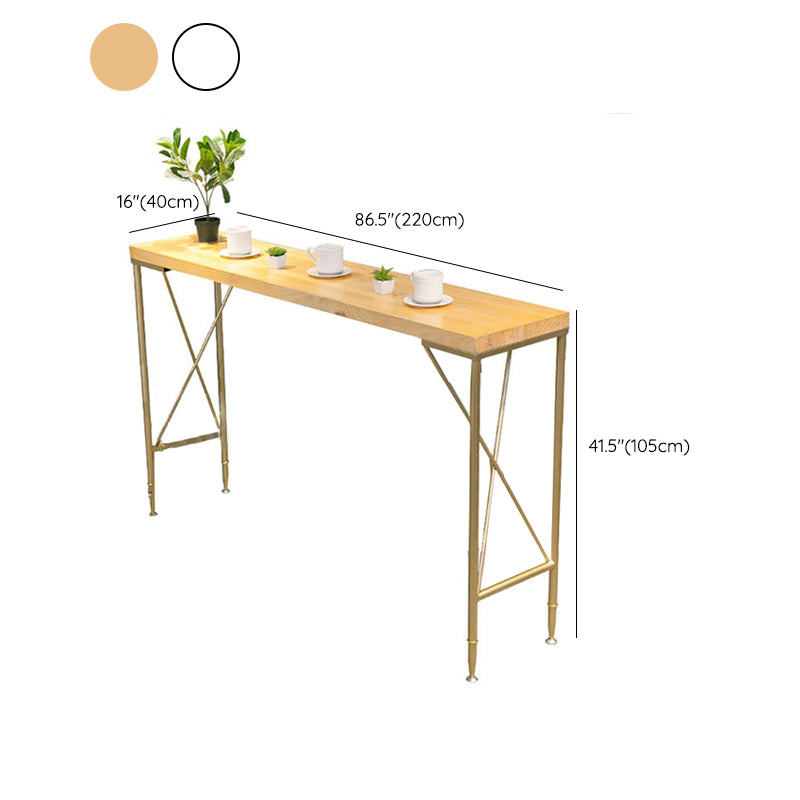 Glam Bar Height Table Solid Wood Top Bistro Bar Table for Living Room