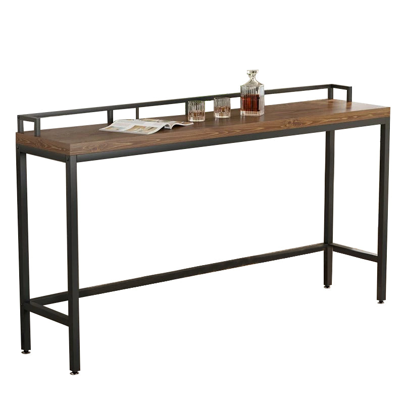 Rectangular Bar Height Table Wood Top Bistro Bar Table with Trestle Base