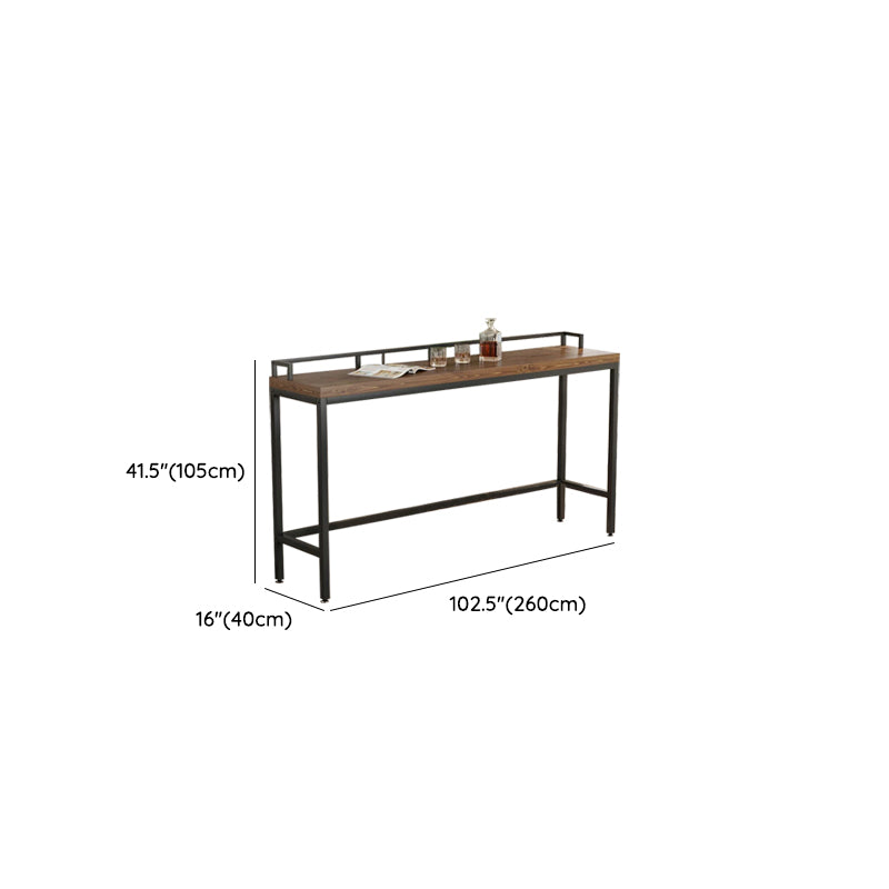 Rectangular Bar Height Table Wood Top Bistro Bar Table with Trestle Base
