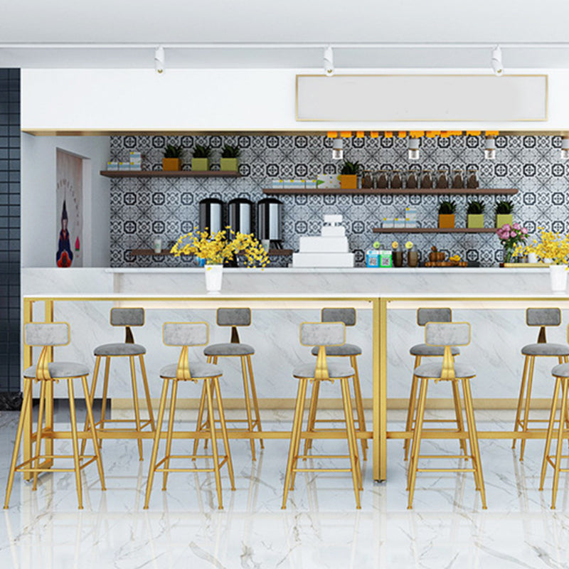 Glam Bar Height Table Faux Marble Top Bistro Bar Table with Trestle Base