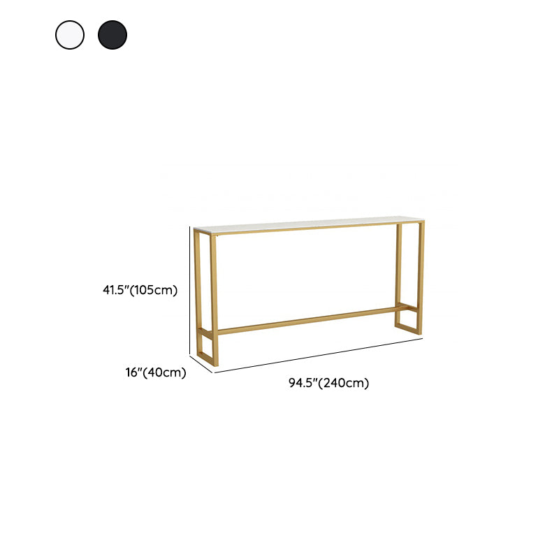 Glam Bar Height Table Faux Marble Top Bistro Bar Table with Trestle Base