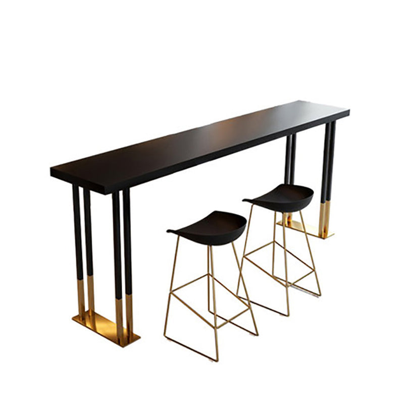 Glam Bar Height Table Solid Wood Top Bistro Bar Table with Double Pedestal Base