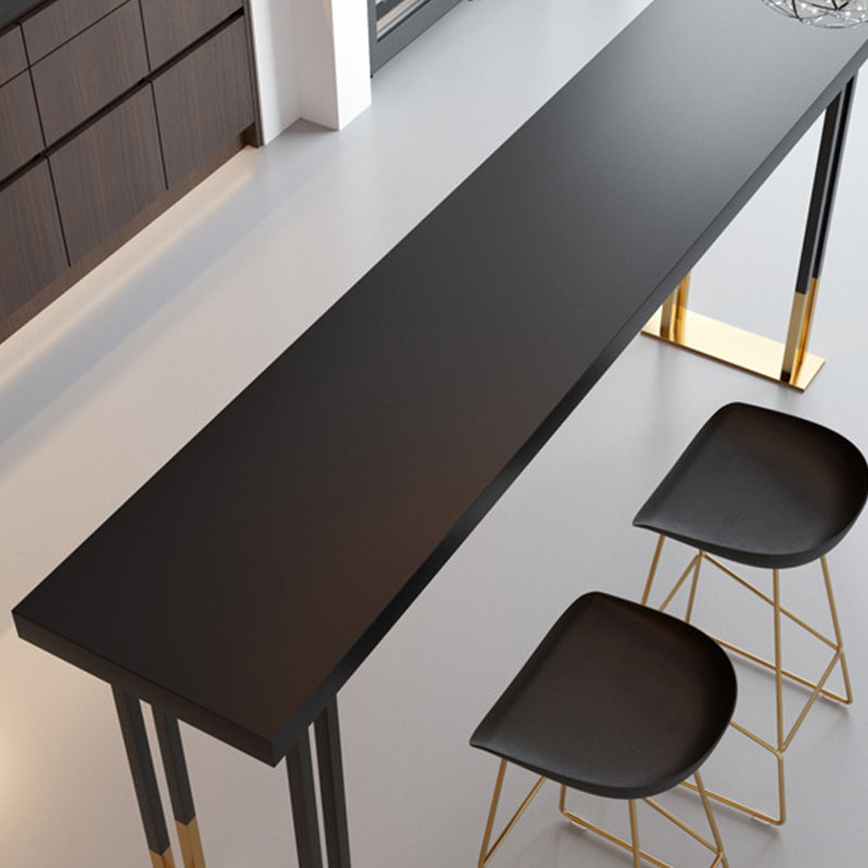 Glam Bar Height Table Solid Wood Top Bistro Bar Table with Double Pedestal Base