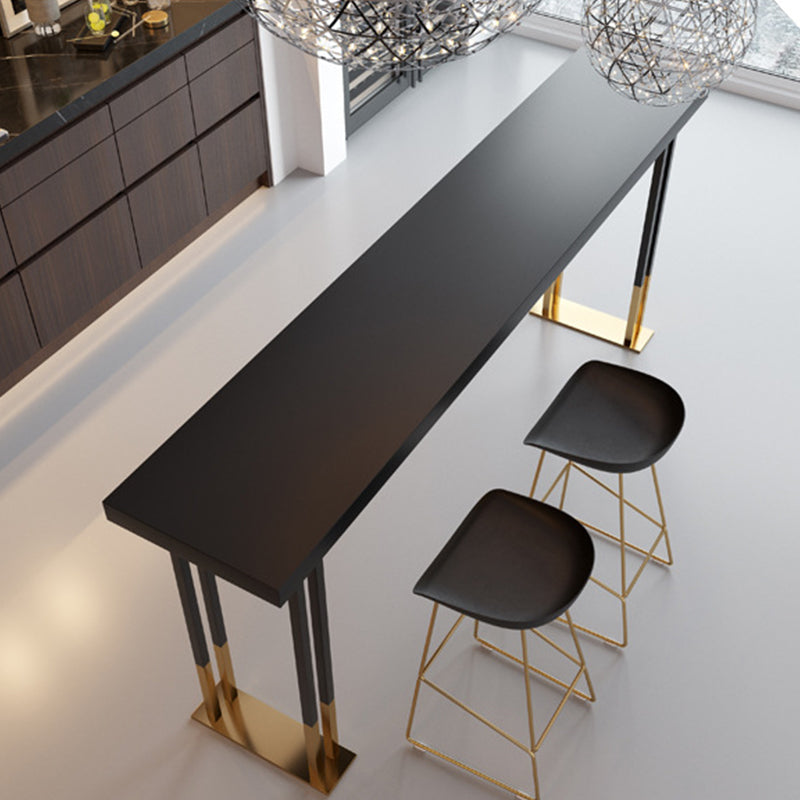 Glam Bar Height Table Solid Wood Top Bistro Bar Table with Double Pedestal Base