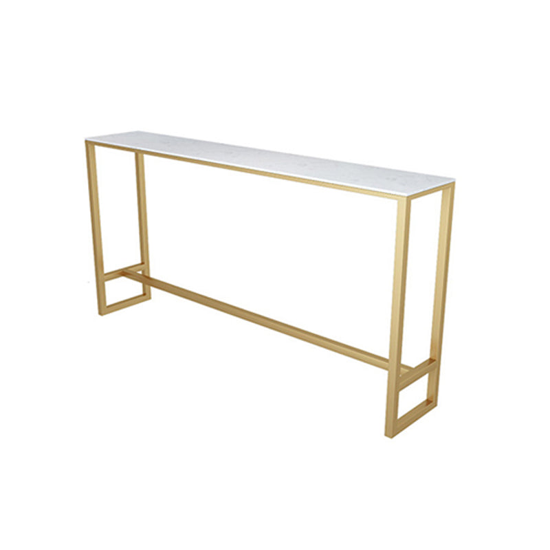 White Faux Marble Table Modern Style Bistro Table with Trestle Base