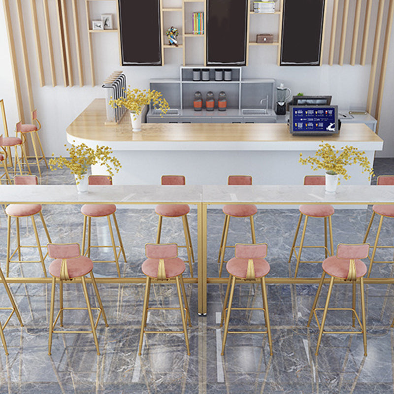 White Faux Marble Table Modern Style Bistro Table with Trestle Base