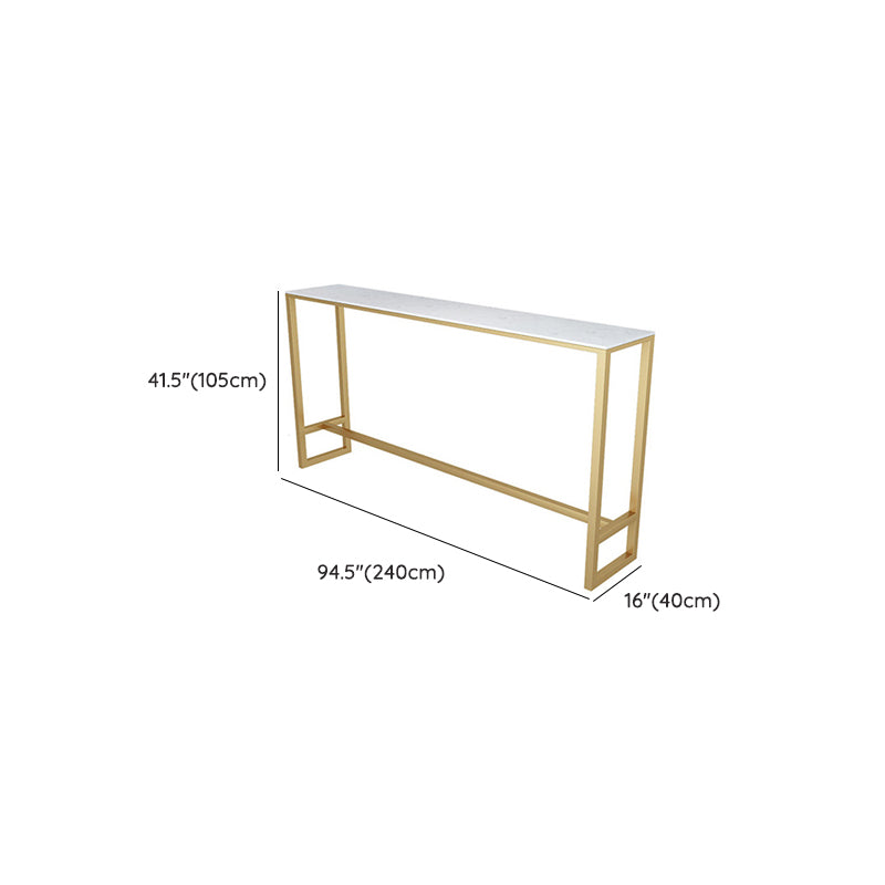 White Faux Marble Table Modern Style Bistro Table with Trestle Base