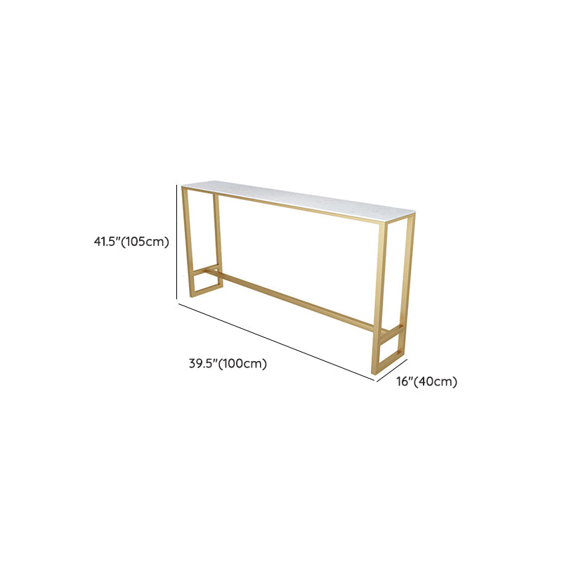 White Faux Marble Table Modern Style Bistro Table with Trestle Base