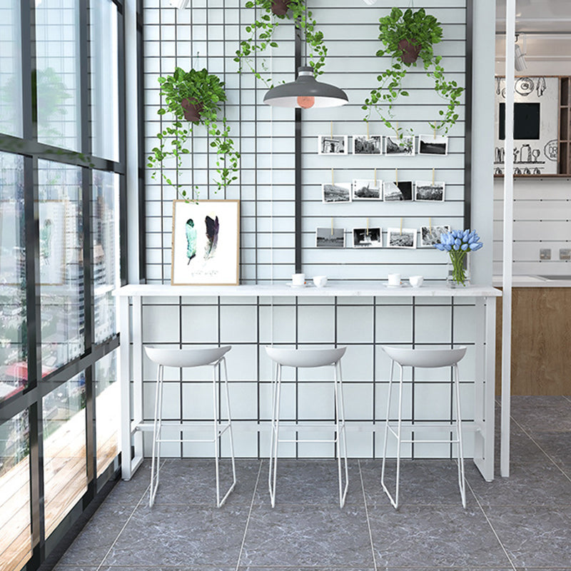 Modern Bar-Height Table Faux Marble Top Bistro Table for Patio Use