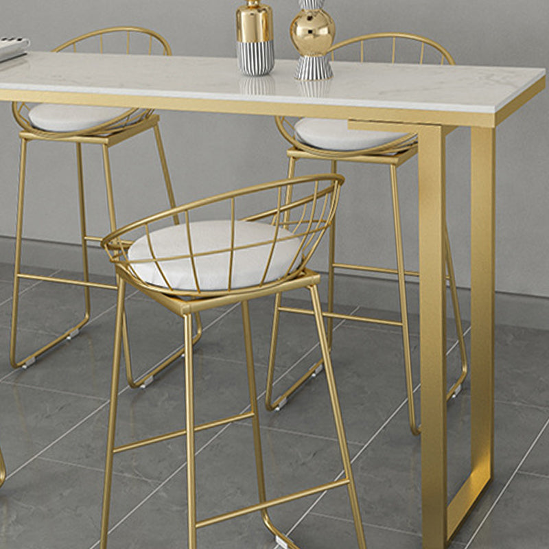 Faux Marble Table Modern Style Bistro Bar Table with Sled Base